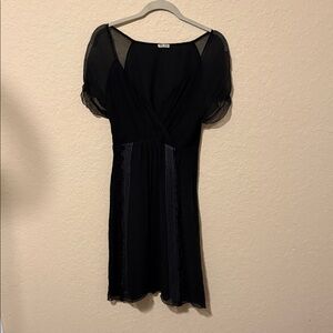 Miu Miu Black Sheer Sleeve Mini Dress